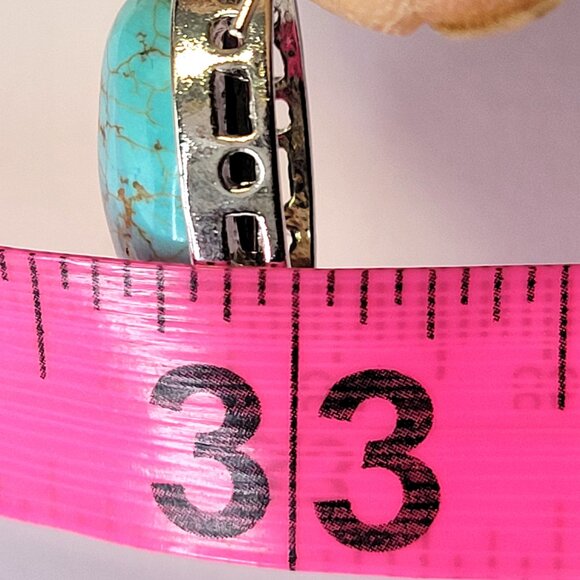 Oval Howlite Earrings Turquoise BLue Oval Blue - Picture 7 of 9